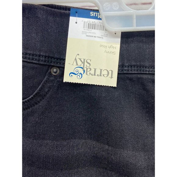 Terra and Sky Women's Plus Size Skinny High Rise Jeggings, Washed Black Size 1x( - Picture 4 of 5